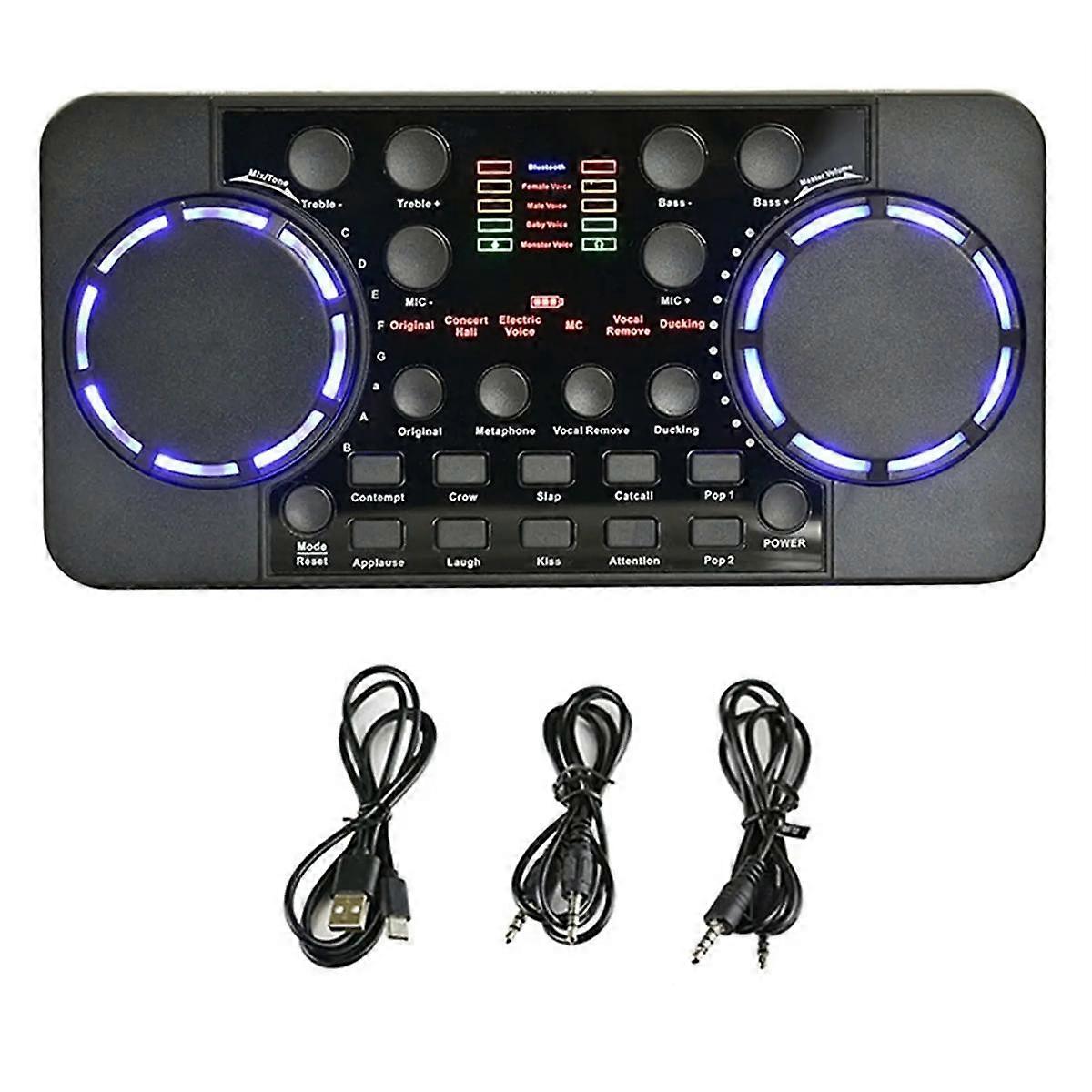 V300 Pro Sound Card Bluetooth-Compatible Audio Interface Mixer DJ Digital Effect Noise Reduction Console USB Record