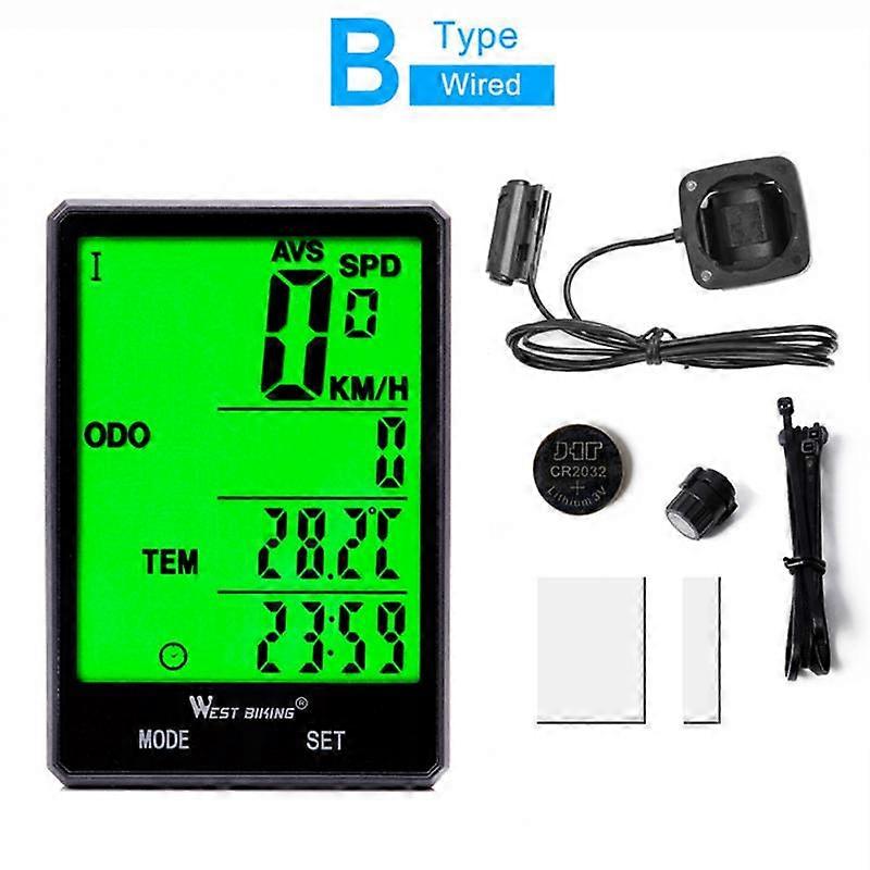 WEST BIKING Bicycle Speedometer Waterproof Computer Odometer Backlight Wireless Wired Counter