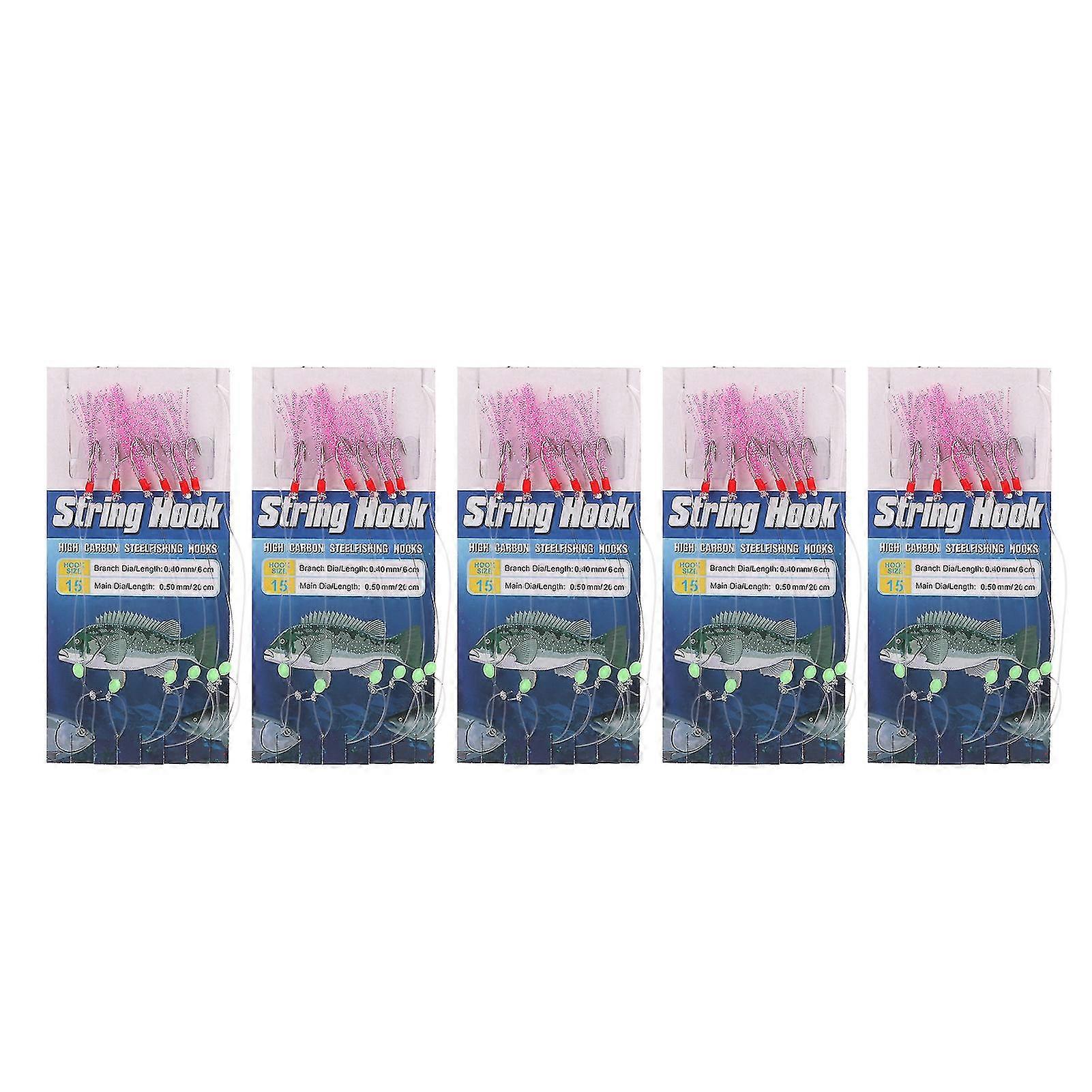 6 Hooks Colorful Feather Fishing Lure Bait Rig Tackle for Freshwater Fishing
