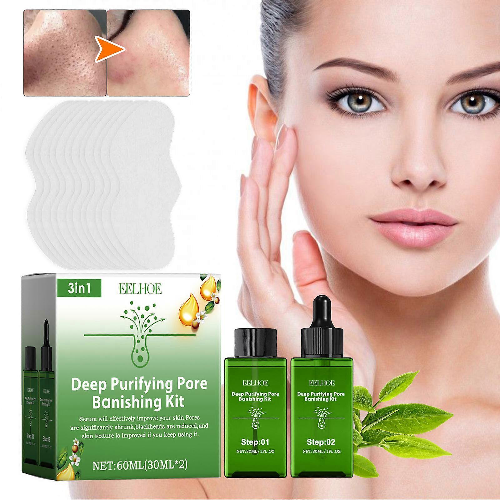 Deep Purifying Pore Banishing Kit, 3 in 1 Blackhead Remover Set, Deep Pore Cleansing & Minimizer Moisturising Serum Ket for Acne, Blackhead