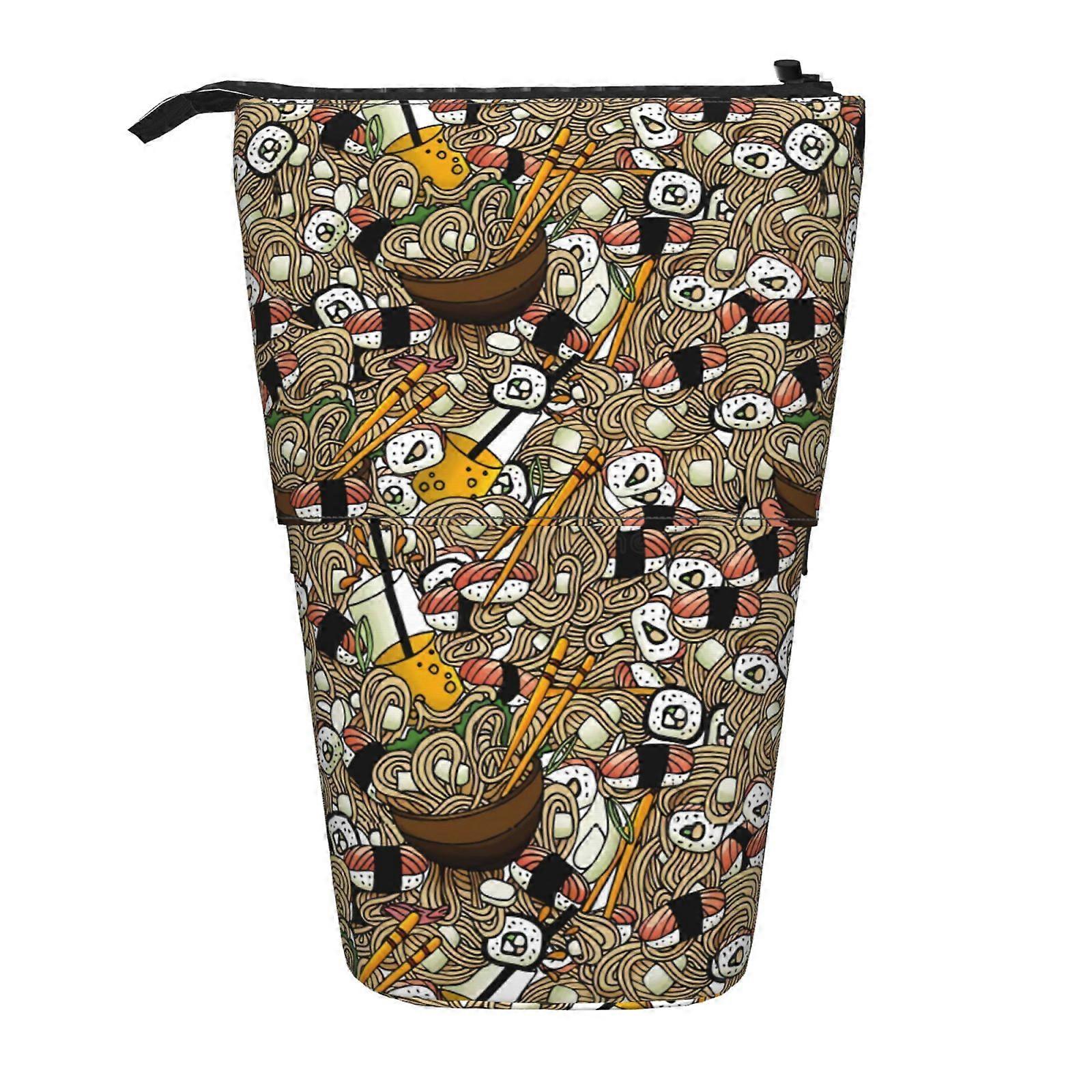 المطبخ السوشي رول رامين مقلمة الوقوف حقيبة قلم رصاص تلسكوبي مقلمة مع سحاب حقيبة ماكياج محمولة