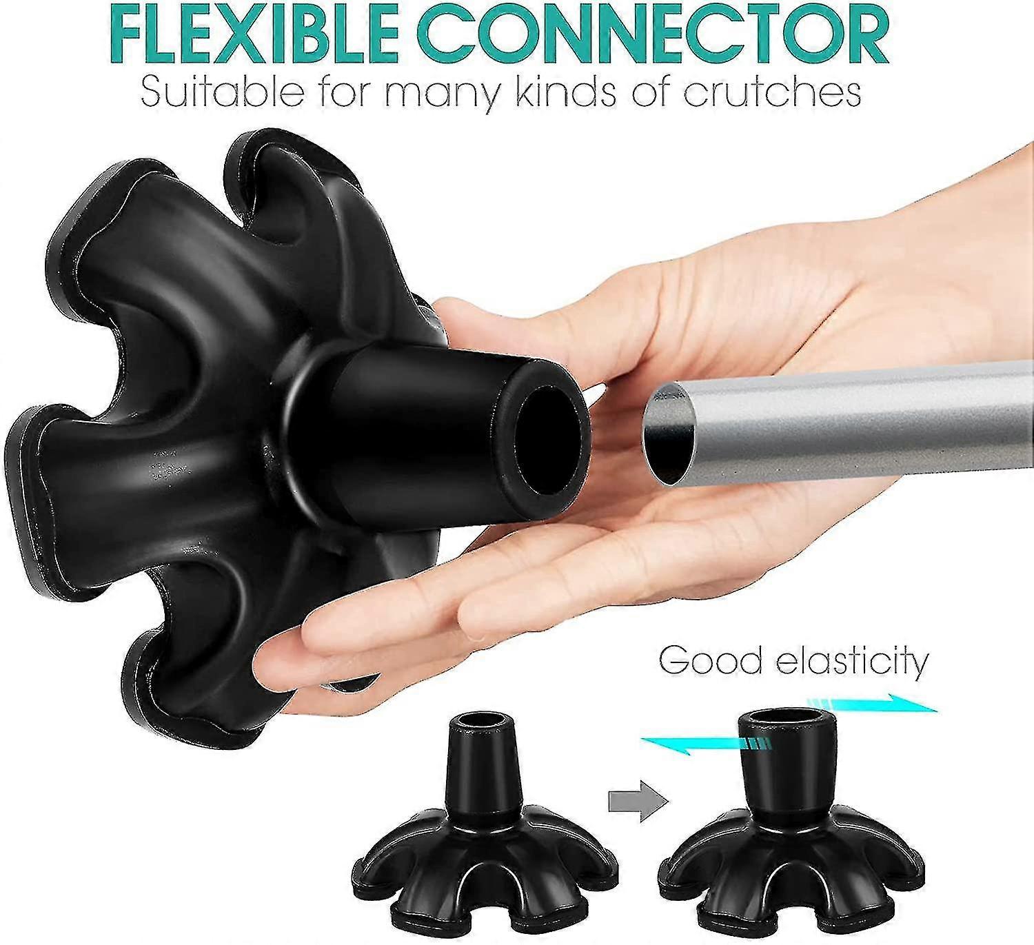 Rubber Cane Tip Self Standing Support Base Foot Pad Replacement 6 Leg Attachment For Terrain Walking