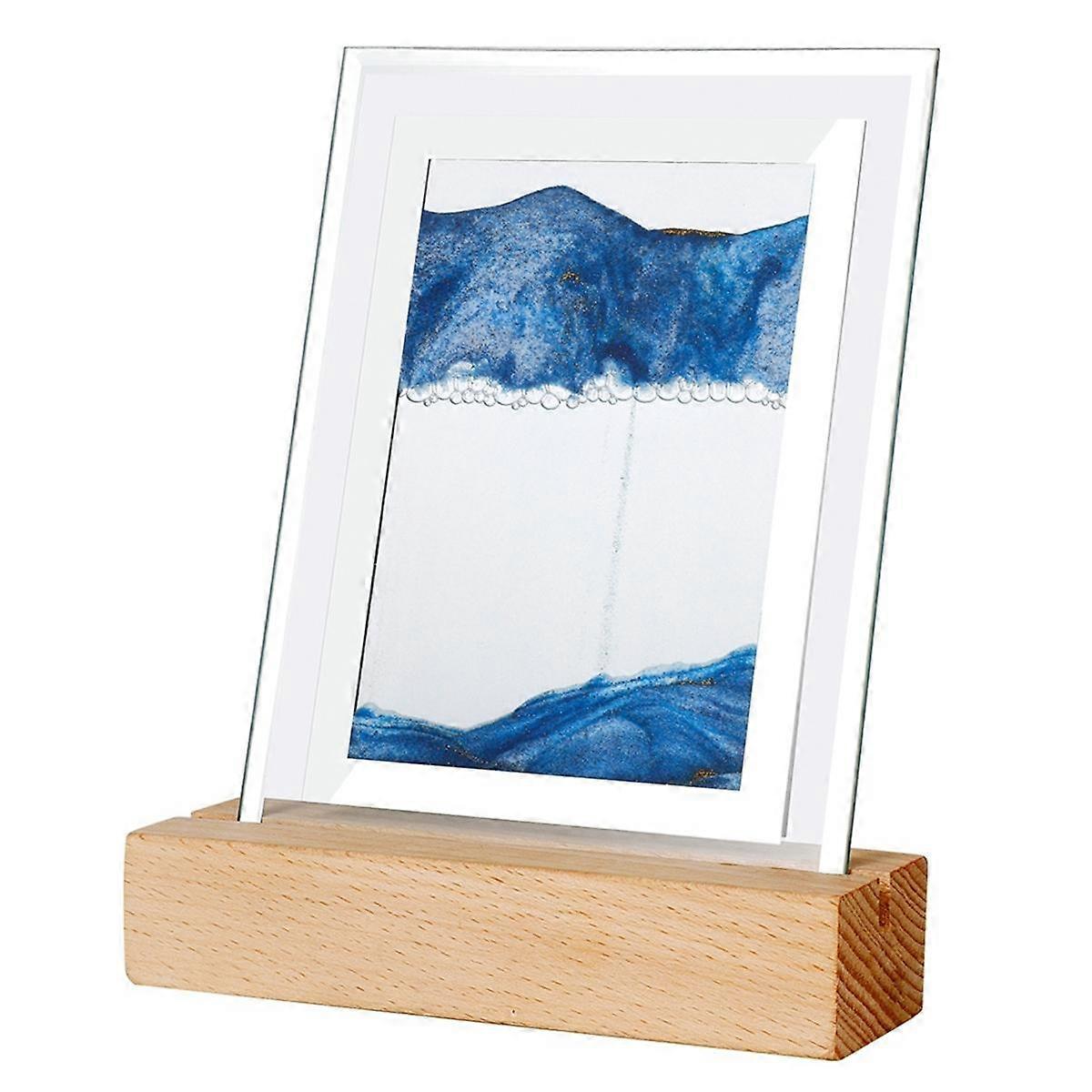 Sand Art Moving Night Lamp Craft Quicksand 3D Landscape Flowing Sand Picture Hourglass Gift LED Table Night Light,Blue