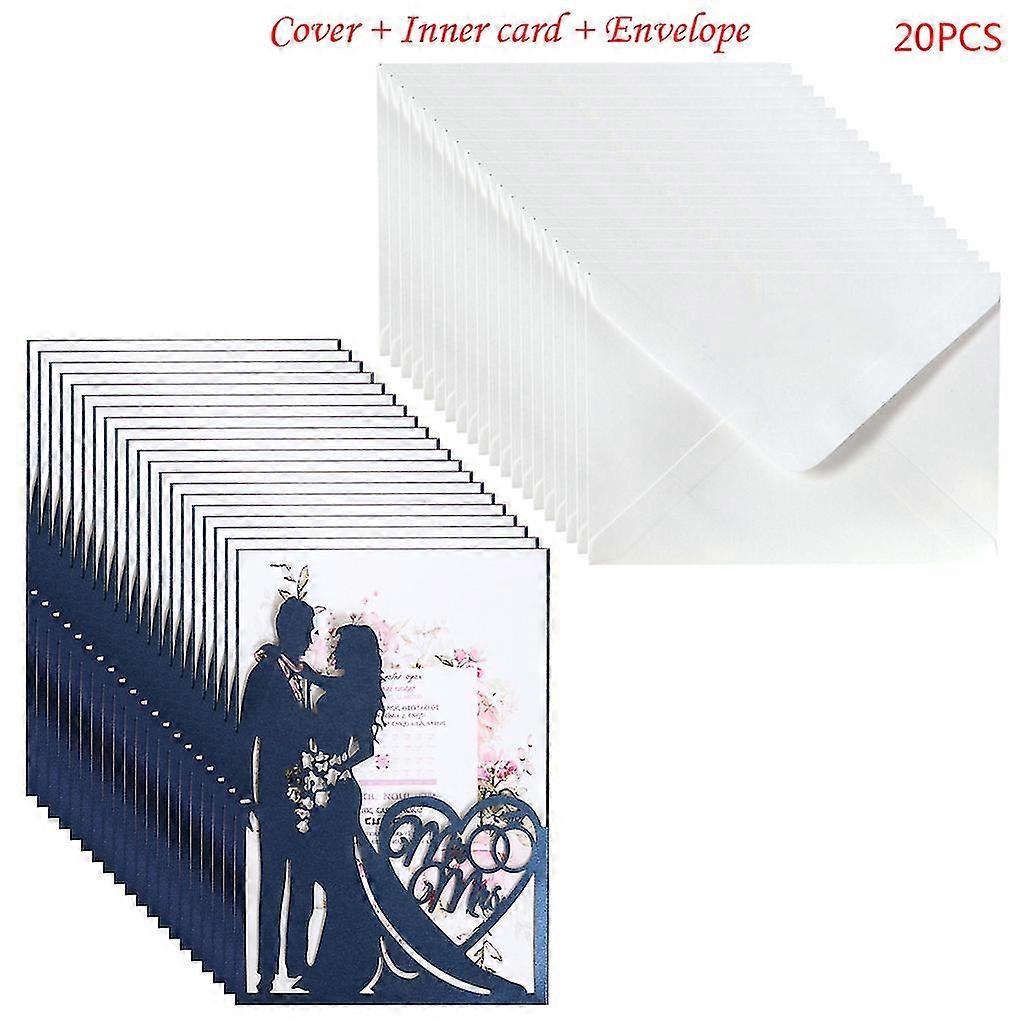 20pcs/set Cut Mr Mrs Wedding Invitations Invite Envelopes Kit Brida