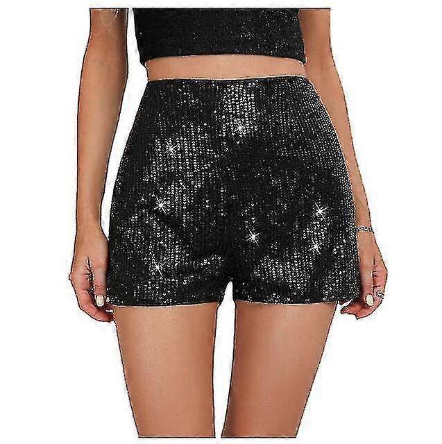 Women's Sequins Shorts High Elastic Waist Glitter Party Shorts