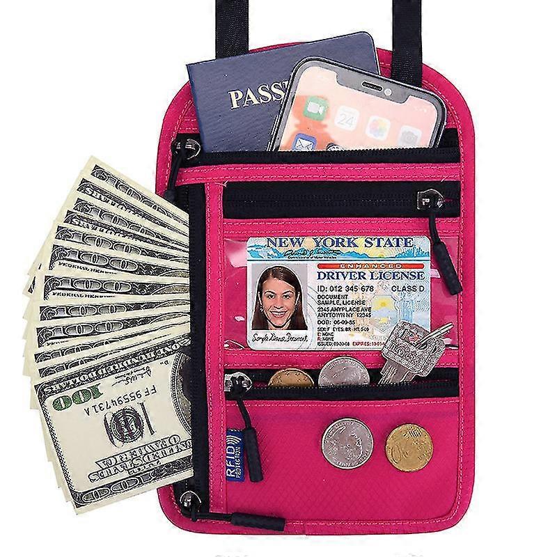 Rfid Blocking Passport Holder Wallet With Neck Pouch zipper
