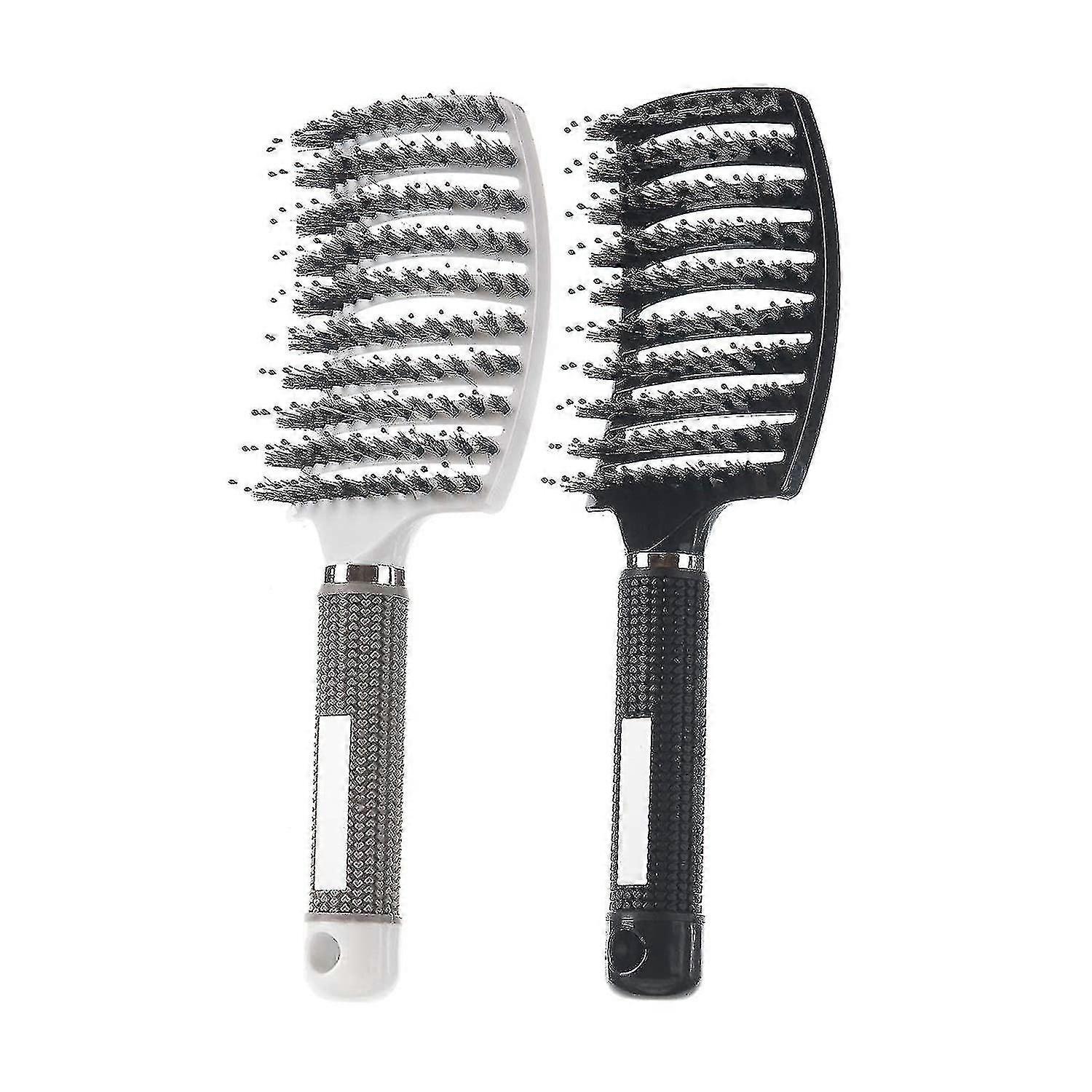 2 Pack Boar Bristle Hårbørste, Buet Og Ventilert Detangling Hårbørste