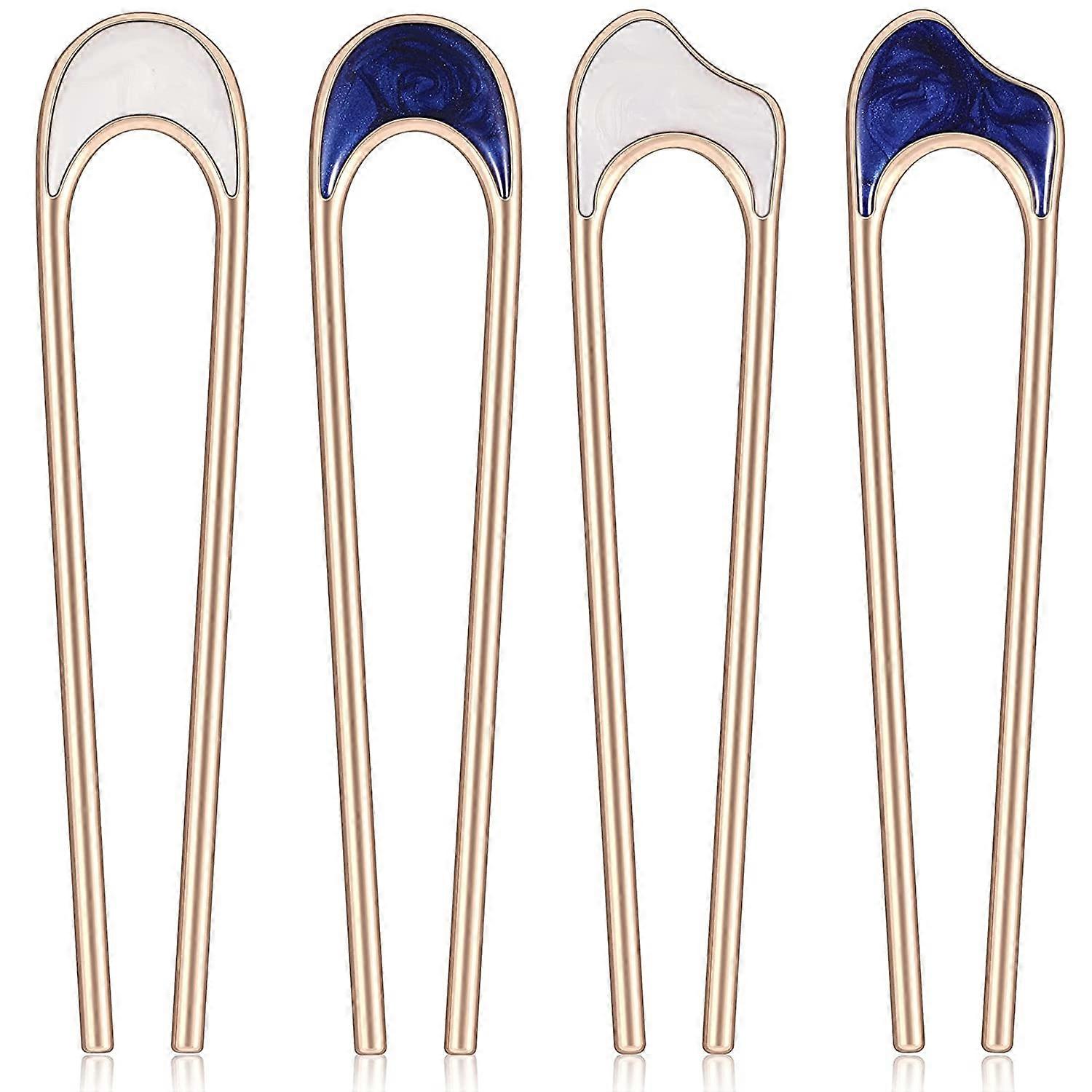 4 Pièces U En Forme d’Épingle à Cheveux Bâton Vintage Métal Épingle à Cheveux Pin Fourche Bâtons Cheveux Chignon Épingles Élégant Cheveux Baguettes U Forme Coiffe U Bâtons Pins Cheveux St
