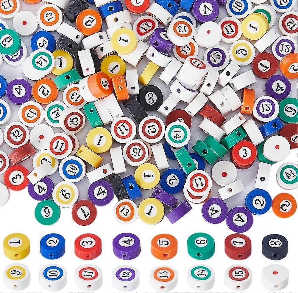 200Pcs Handmade Polymer Clay Beads Billiards Mixed Color 9.5x4.5mm Hole: 1.8mm