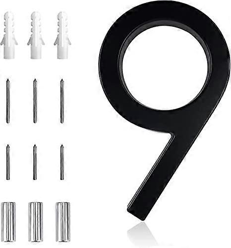 6 Inch Modern House Numbers, Deamos Floating House Number, Zinc Alloy Home Address Number for House with Matte Finish Black Floating Mount or Flush Mo