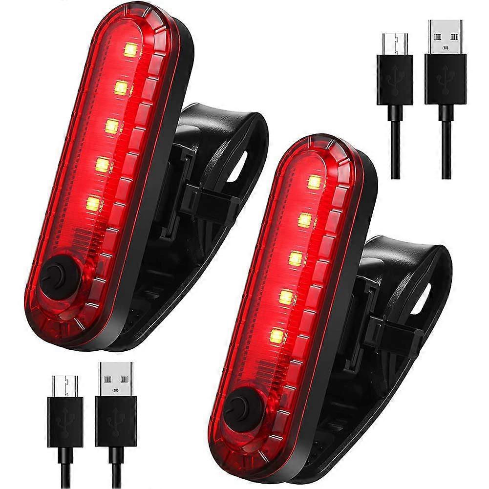 Lot de 2 feux arrière de vélo à LED rechargeables par USB, 4 modes d'éclairage arrière étanches, rouge