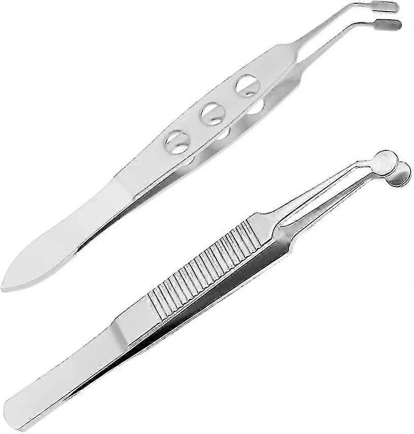 ツイザー、まぶたマッサージピンセット、まぶたマッサージ美容ピンセット、ステンレス鋼まぶたマッサージピンセットラウンドヘッド(2個)