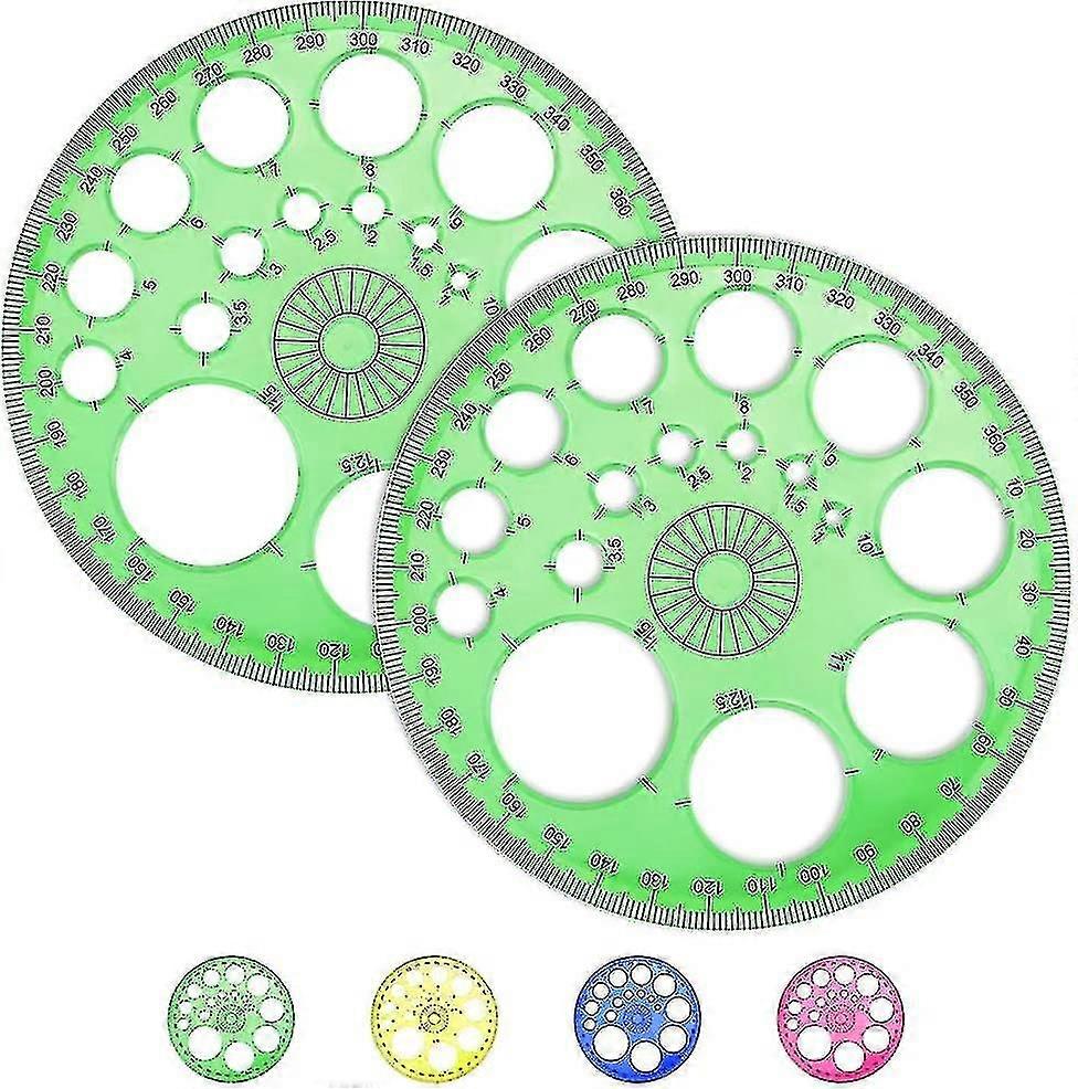 2 Pieces Circle Stencil Ruler Circle Stencil 360 Degree Protractor Plastic Circular Protractor Math
