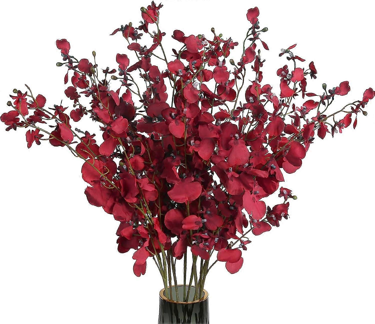 Flores artificiales de orquídea, 10 piezas (cada una de 37 '') Orquídea falsa Orquídeas artificiales Tallo largo Flores artificiales Flores de seda falsas para bodas interiores y exteriores 