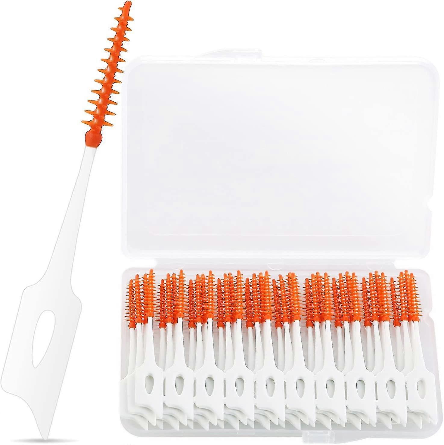 40 Pieces Gift Interdental Brushes Orange Tooth Floss Picks Toothpick