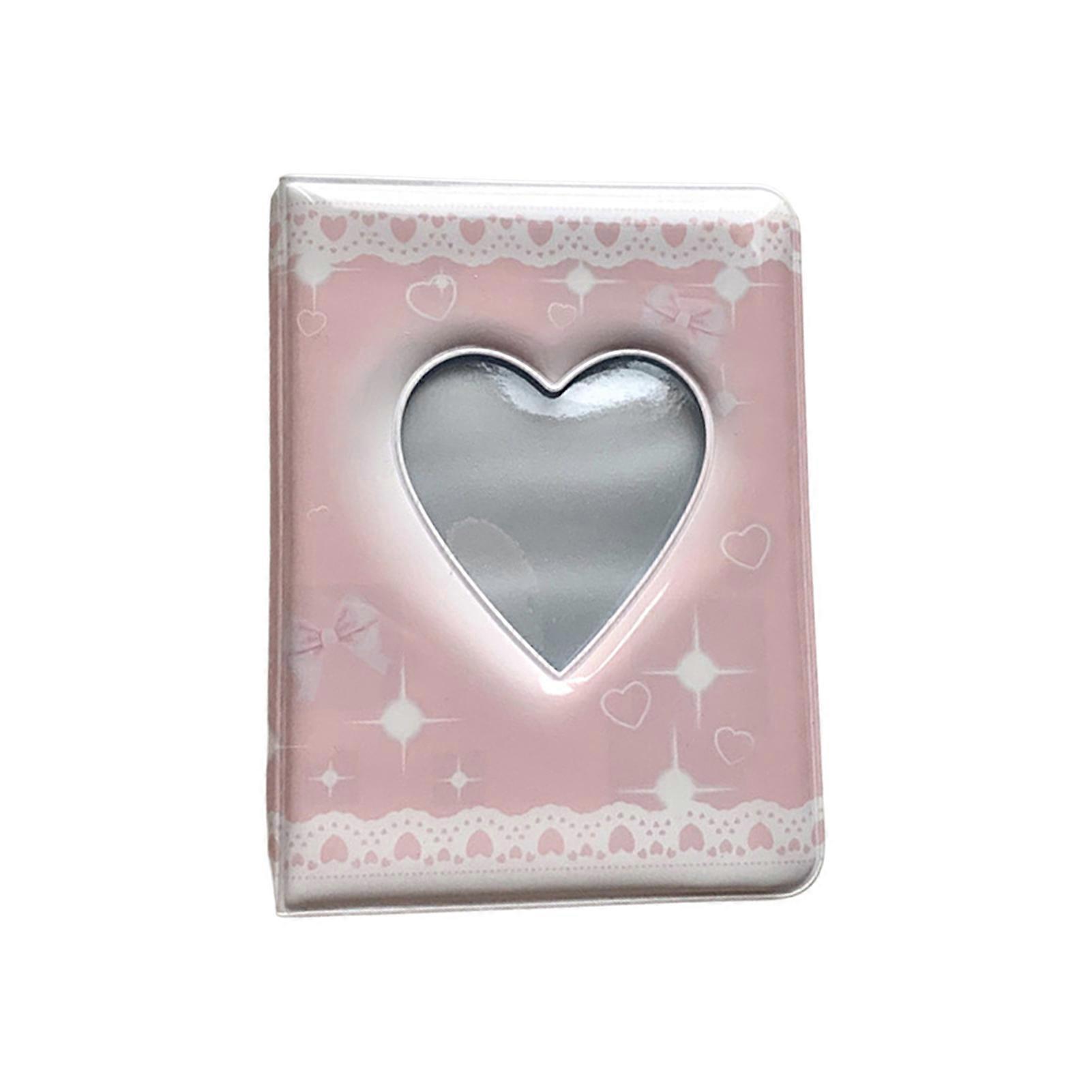 3 Inch Mini Photo Album Inserted Type Heart Shape Window 40 Slots Multi-purpose Card Holder Idol Photocard Collect Book Daily Use QingHai