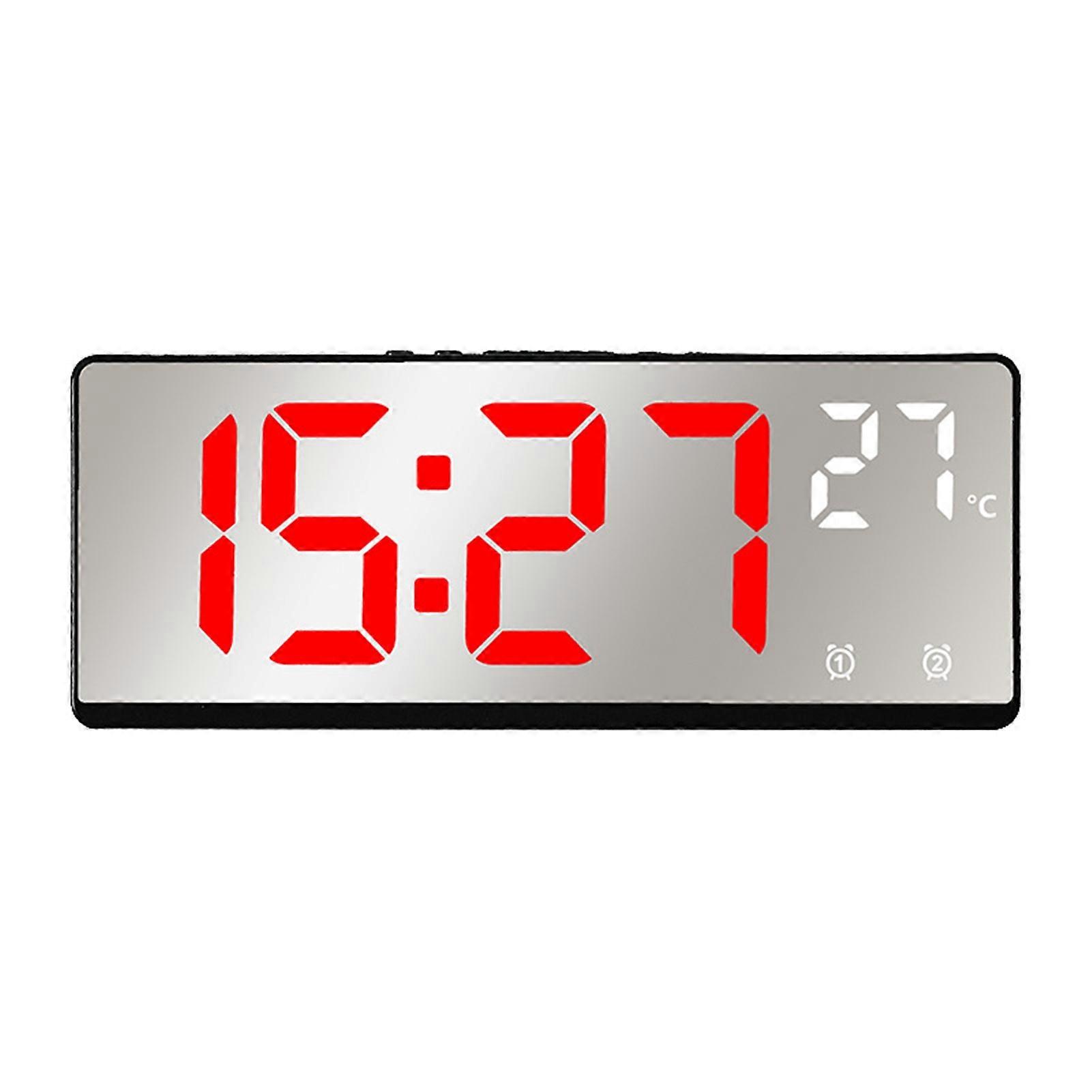 Electronic Clock Large Screen Temperature Display Mirror Desk Table Digital Alarm Clock Daily Use QingHai
