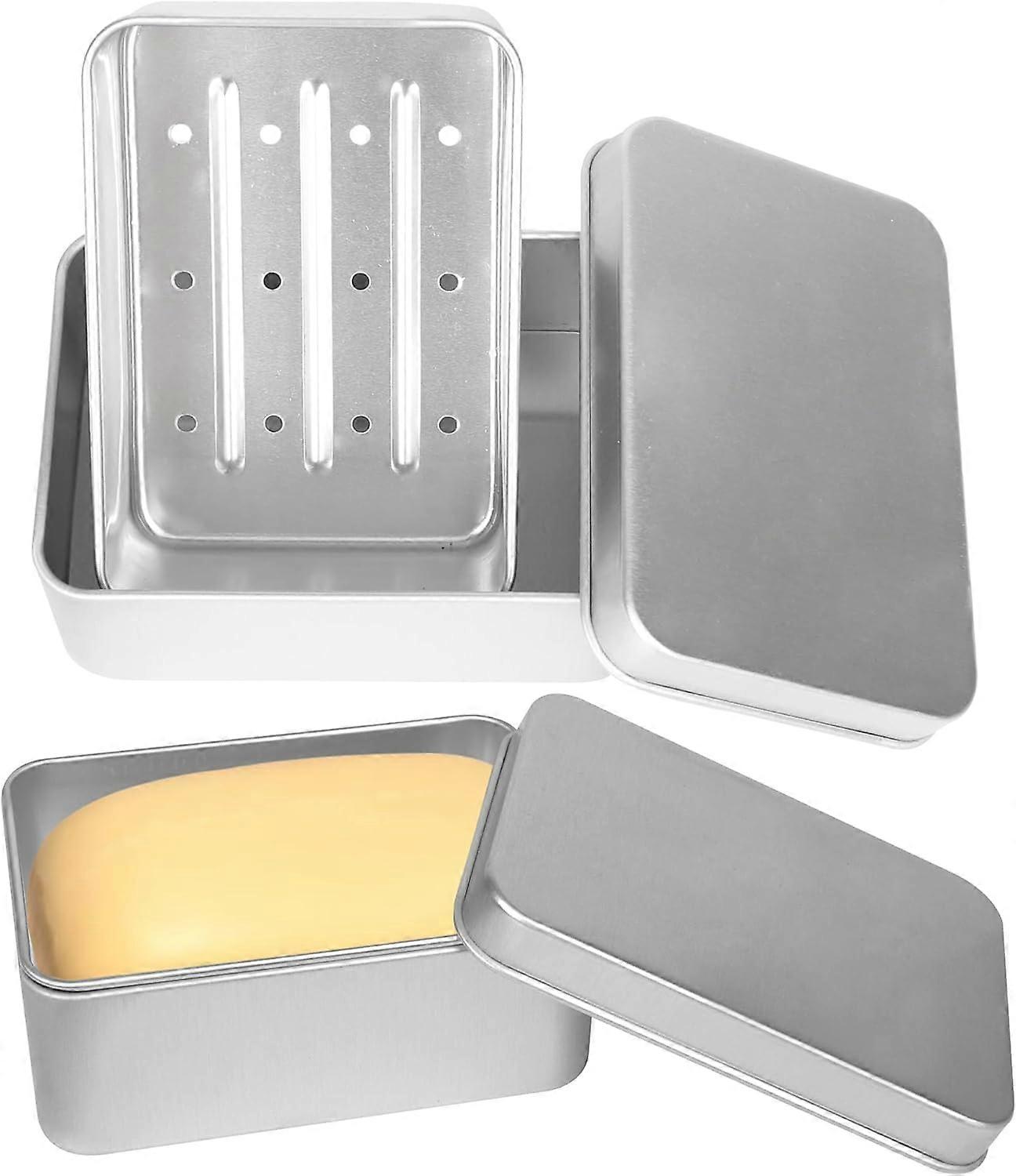 2 pieces soap dish with draining grid | Waterproof soap dish for travel | Moisture Resistant Rustproof Soap Dishes | Rustproof soap box soap container