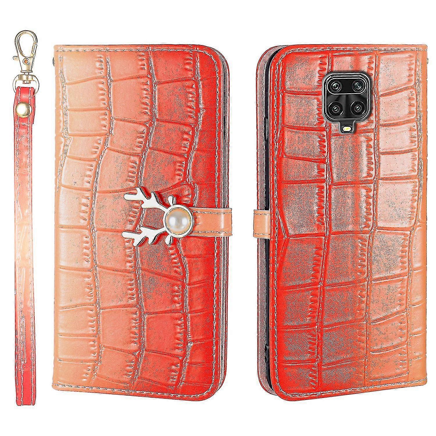 Elk Pattern Phone Case For Redmi Note 9 Pro With Card Holder, Lanyard, Pu Leather Material, Wallet Function, Corner Fall Protection