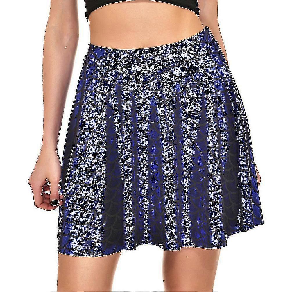Mermaid Skirts Sparkly Flared Pleated Mini Skirt-dark Blue