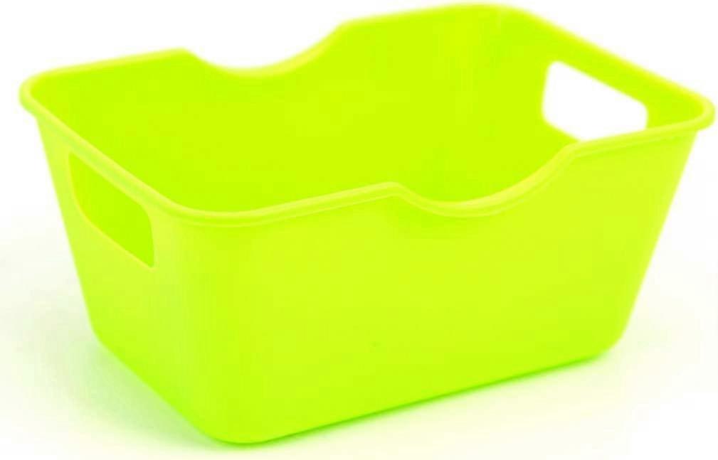Reusable Plastic Storage Basket Box Small Rectangular Storage Basket - Green