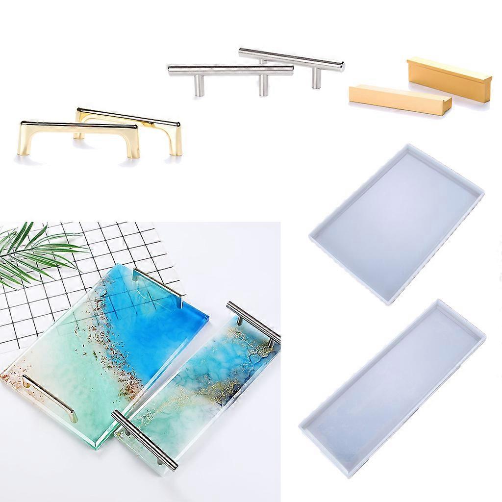 2-Pack Large Silicone Resin Tray Molds - 10x10" Square & 10x6" Rectangle Geode Board Molds