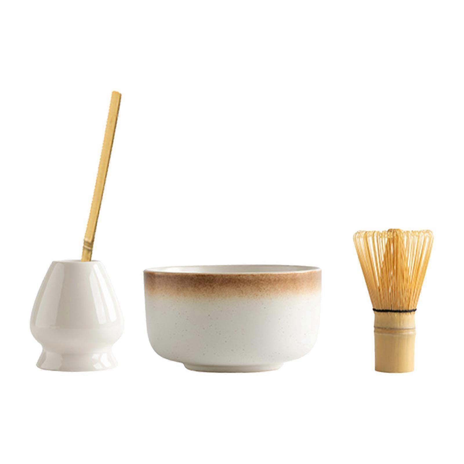 4 delar Matcha Set Bambu Matcha Visp Te Tillbehör för Sovrum Presentbord vit