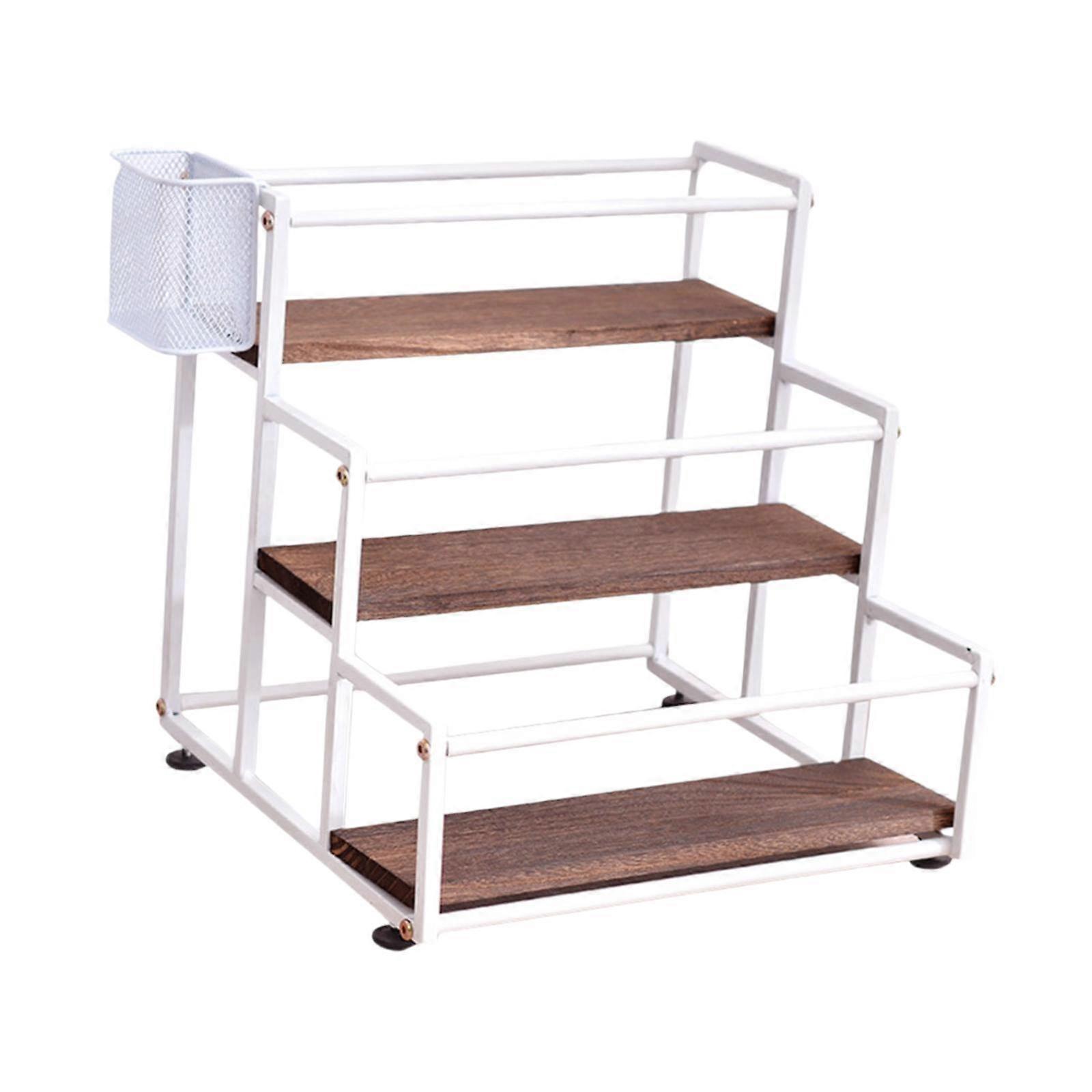 3 Tier Syrup Bottle Display Rack Kitchen Storage Rack for Coffee Bar Kitchen White