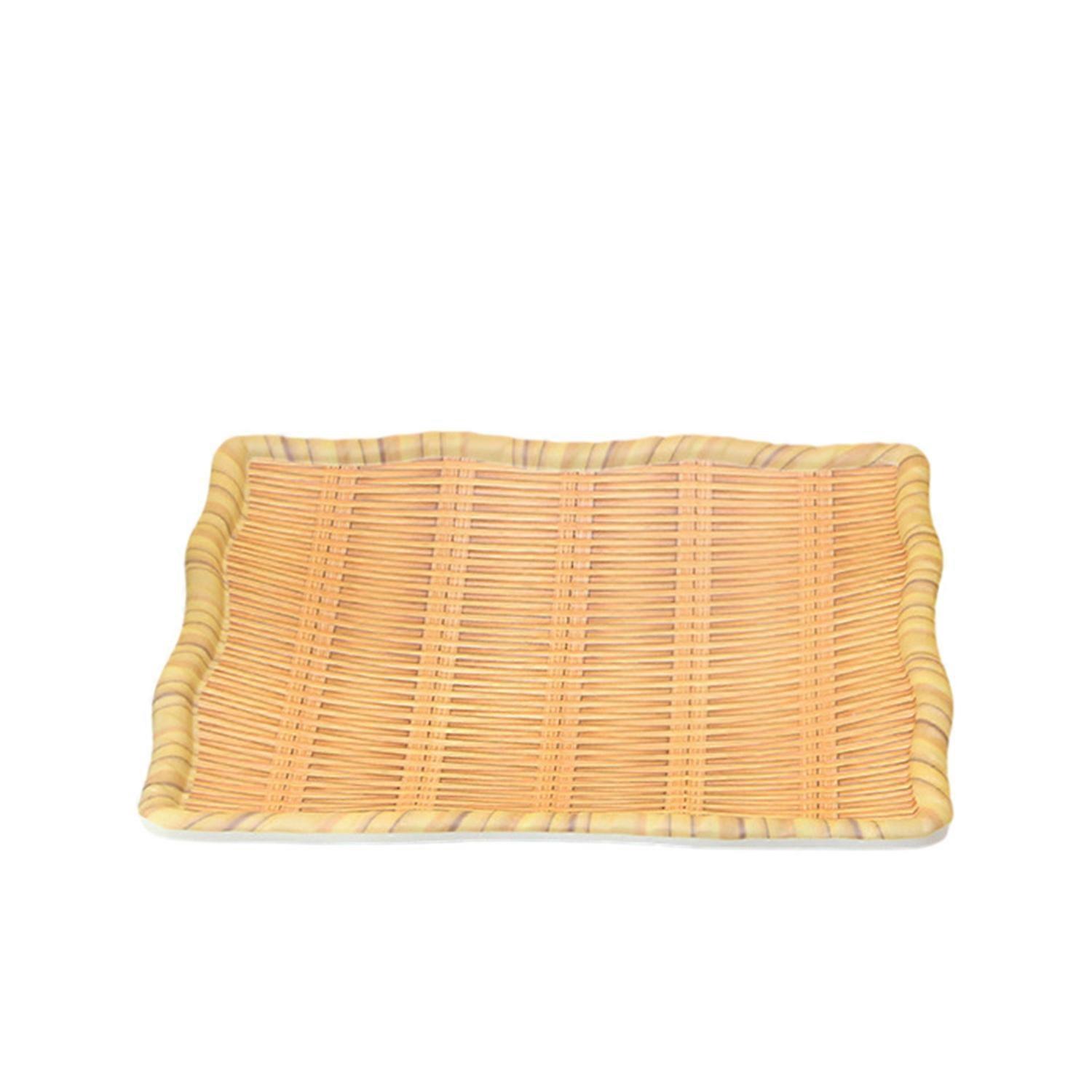Imitation Bamboo Plate Round Smooth Edges Easy to Clean High Temperature Resistant Plate Hand Woven