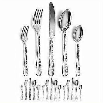 20pcs/set, Modern StainlSteel Tableware Set with Flower Pattern Cutlery - Perfect for Home and Restaurant Use