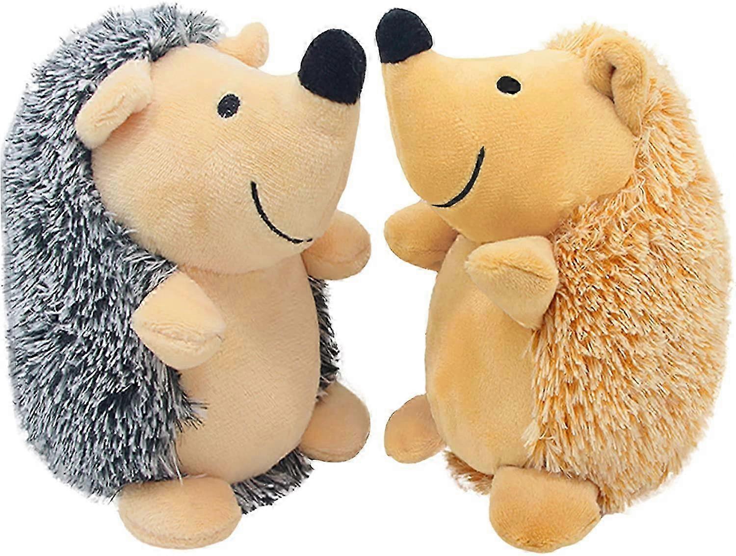 2PCS Chew-Proof Hedgehog Plush Puppy Toys - Durable Squeaky Interactive Dog Training