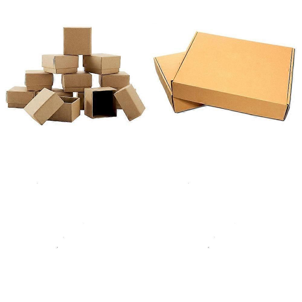 Kraft Paper Boxes Sets Including 48Pcs Kraft Paper Boxes and 1Pc Kraft Paper Folding Box BurlyWood 0.4~30x0.4~30x0.28~5cm