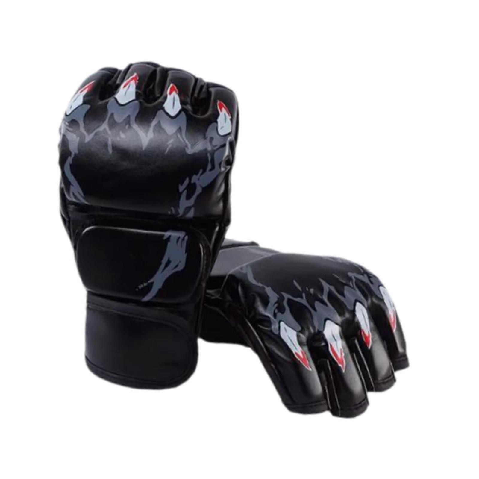 Gants de boxe paume ouverte Gants de combat légers pour femmes Sanda Sparring Noir