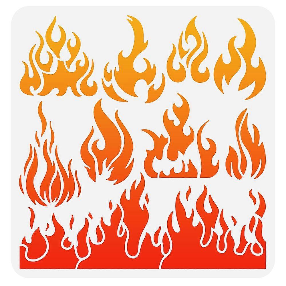 PET Hollow Out Drawing Painting Stencils for DIY Scrapbook Photo Album Fire Pattern 30x30cm