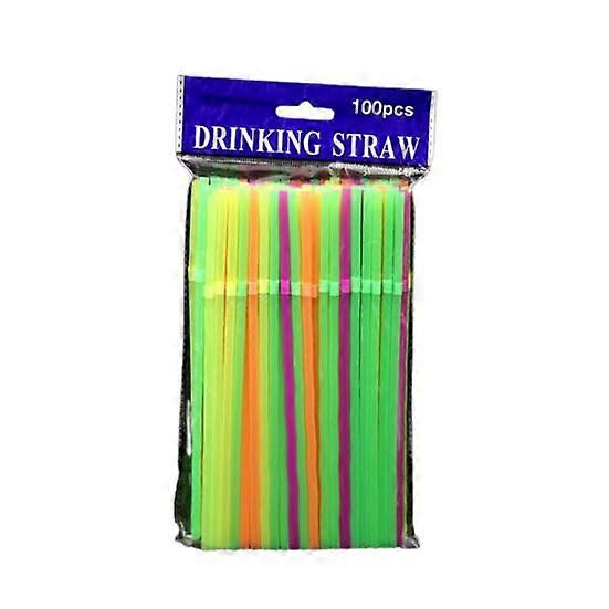 100Pcs/Set Drink Straw Bendable Wide Application PP Colorful Long Straw Stick Home