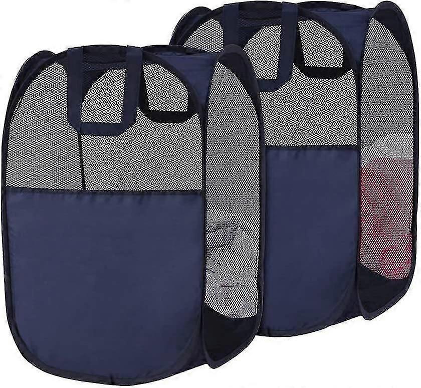 Mesh Collapsible Laundry Baskets, Pop Up Laundry Hamper Bins,folding Washing Basket With Handles