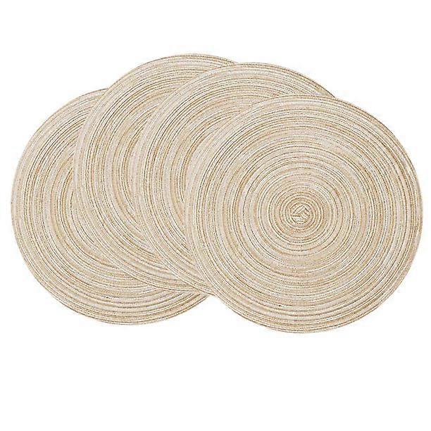 Set of 4 Round Top Cotton Braided Table Placemats Non-Slip Table Mats for Dining Kitchen Table Washable 15 inch