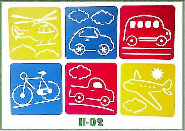 6 قطع البلاستيك صورة قالب الرسم الاستنسل الحكام اللوحة الأطفال دي الفن ورقة التلوين بطاقات كشط ألعاب الرسم Gyh - ألعاب الرسم