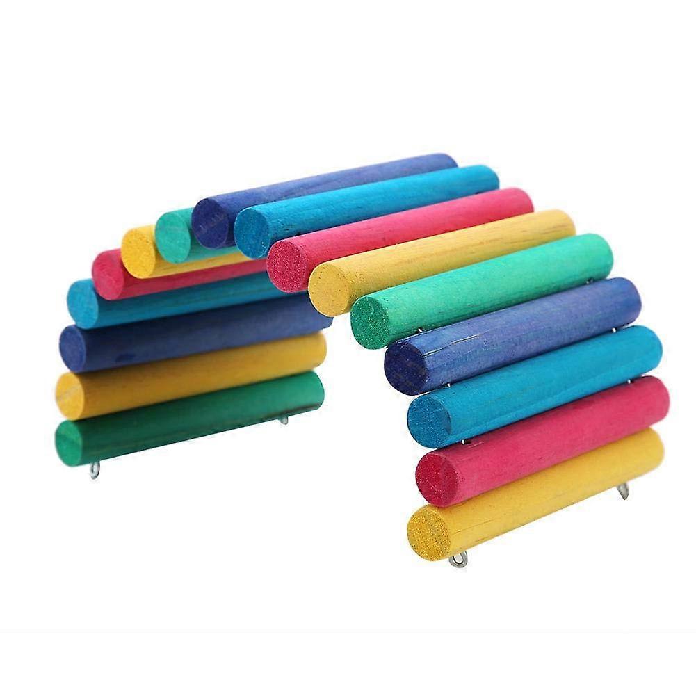 Wooden Colorful Pet Hamster Bridge Toy with Chewing Features, Safe Material, Ideal for Small Animal Cages