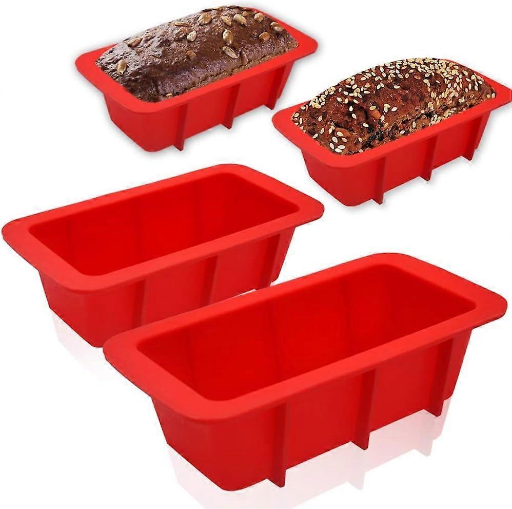 4-Pack Silicone Loaf Pans - Non-Stick Baking Molds for Bread & Cake