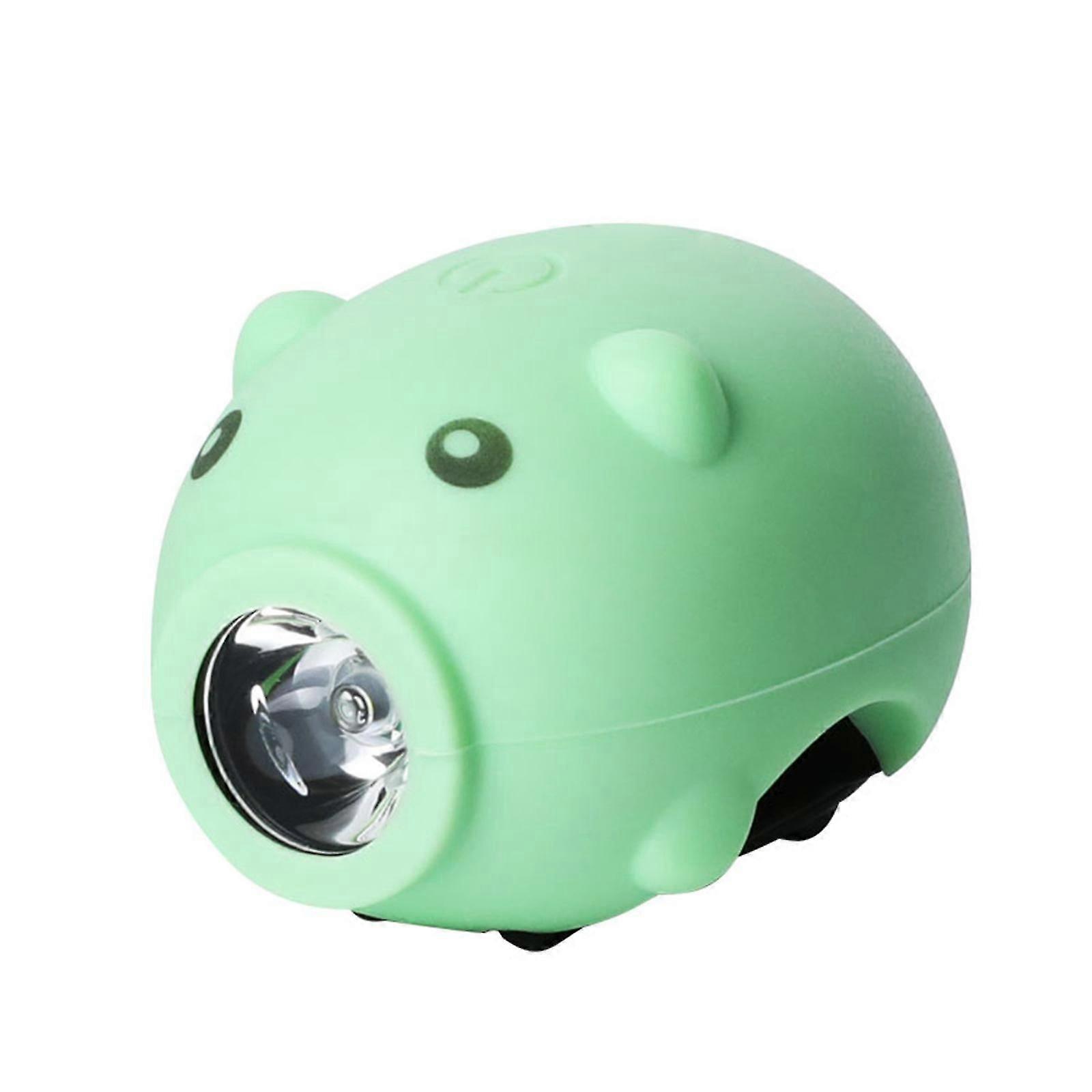 Kids Bicycle Head Light Piggy Shaped Headlight Flashlight Kids Safe Bicycle Headlight For Scooter And Cycling(Green)