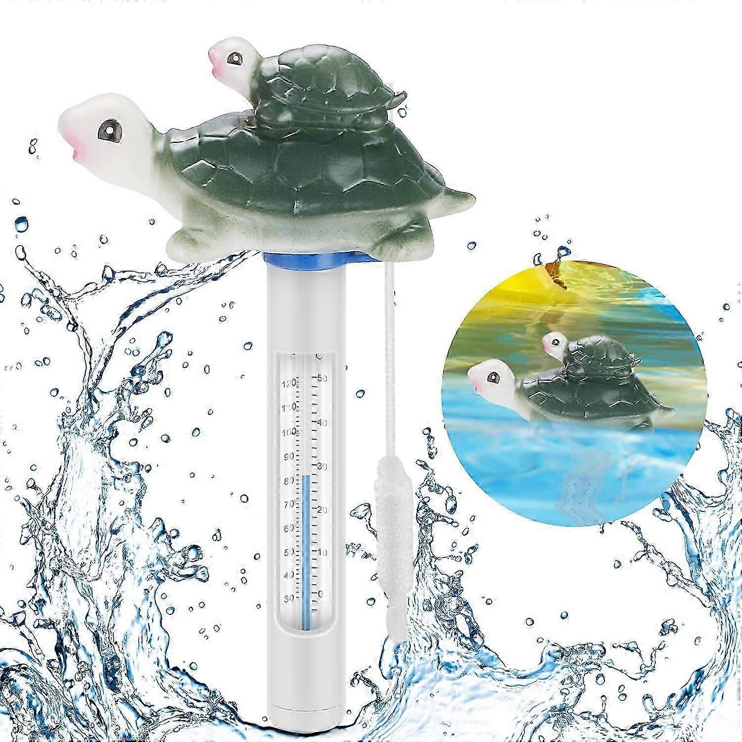 Floating Pool Thermometer, Water Temperature Thermometer with Lanyard and Breakfast for All Outdoor and Indoor Pools Spas Aquariums Jacuzz Fish Ponds