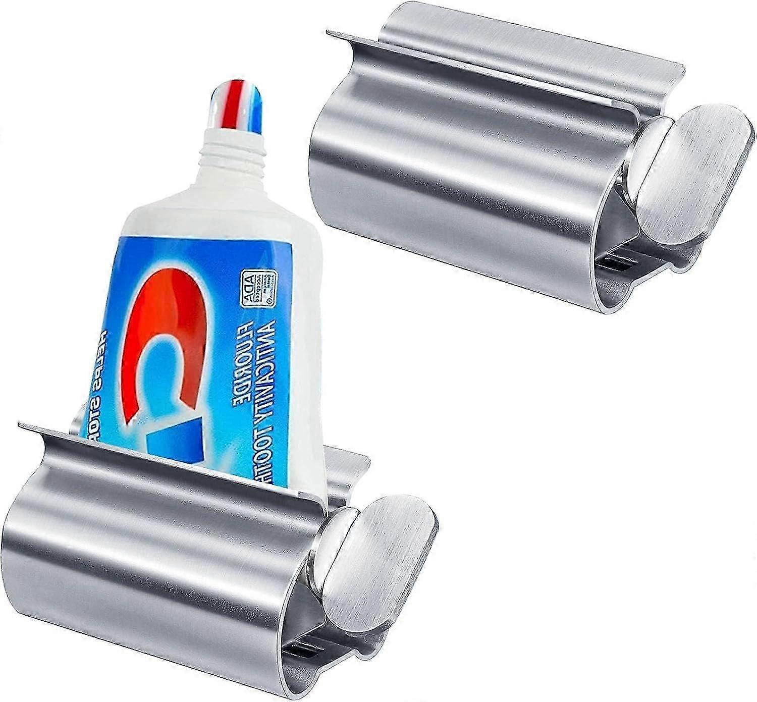 Toothpaste Tube Squeezer, 2Pcs Toothpaste Squeezer Holder, Stainless Steel Rolling Toothpaste Dispenser