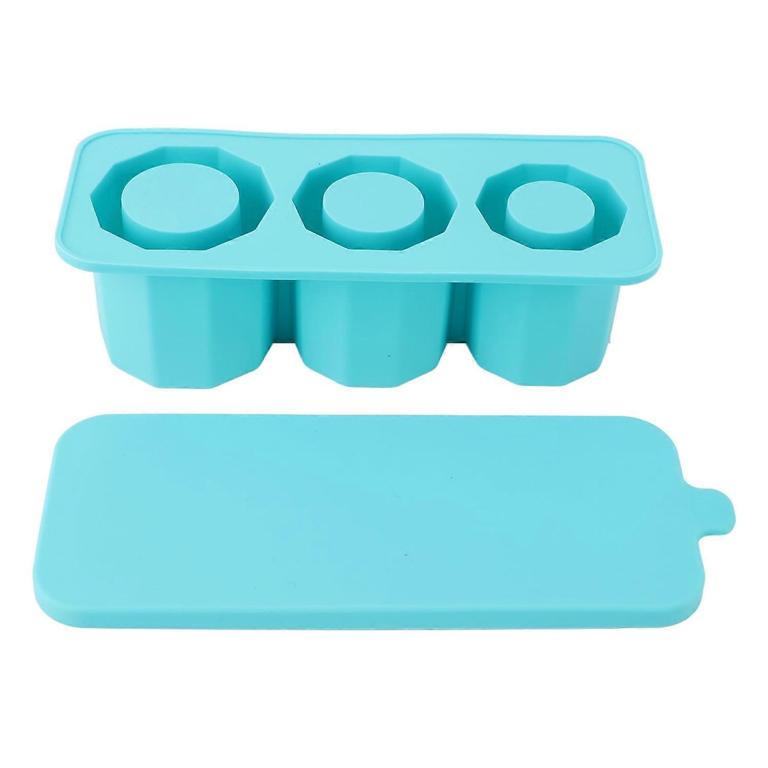 Tumbler Ice Mold Easy Fill Silicone 3 Cavity Hollow Cylinder Ice Ring for Whiskey Cold Drink Lake Bl