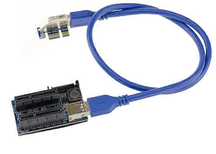 KALEA-INFORMATIQUE PCIe Riser Card 1x til PCI-E 4x - 2 PORTE - Med SATA strømstik