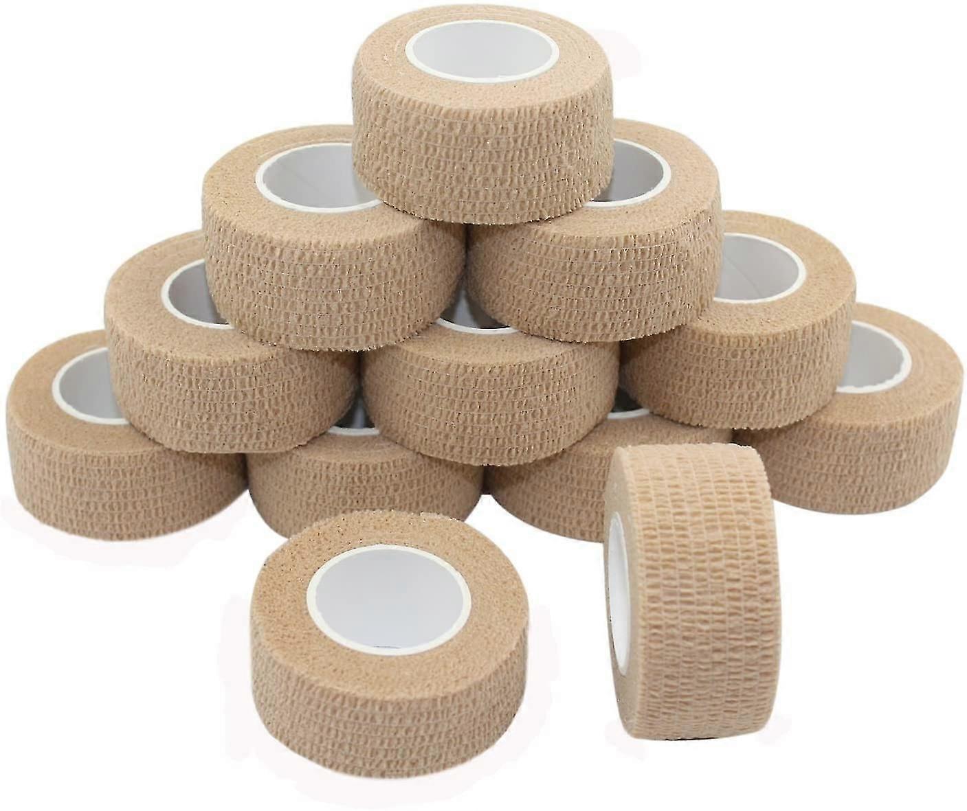 12 bitar självhäftande plåster, fast plåster, självhäftande, elastiskt 2,5 cm brett x 4,5 m, töjbart sårplåster, ledplåster, gipsplåster, färg