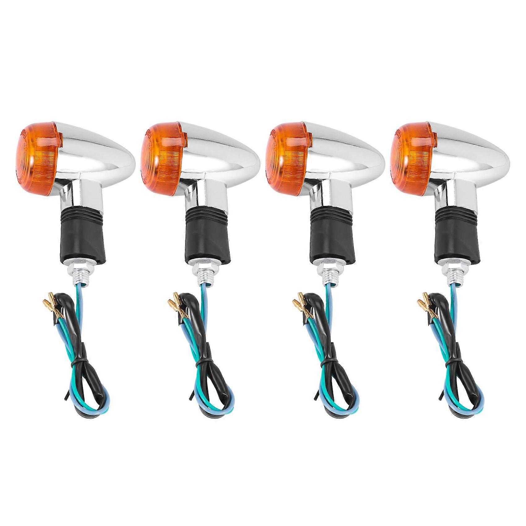 4PCs Motorcycle Turn Signals Amber Lights LED Indicator for