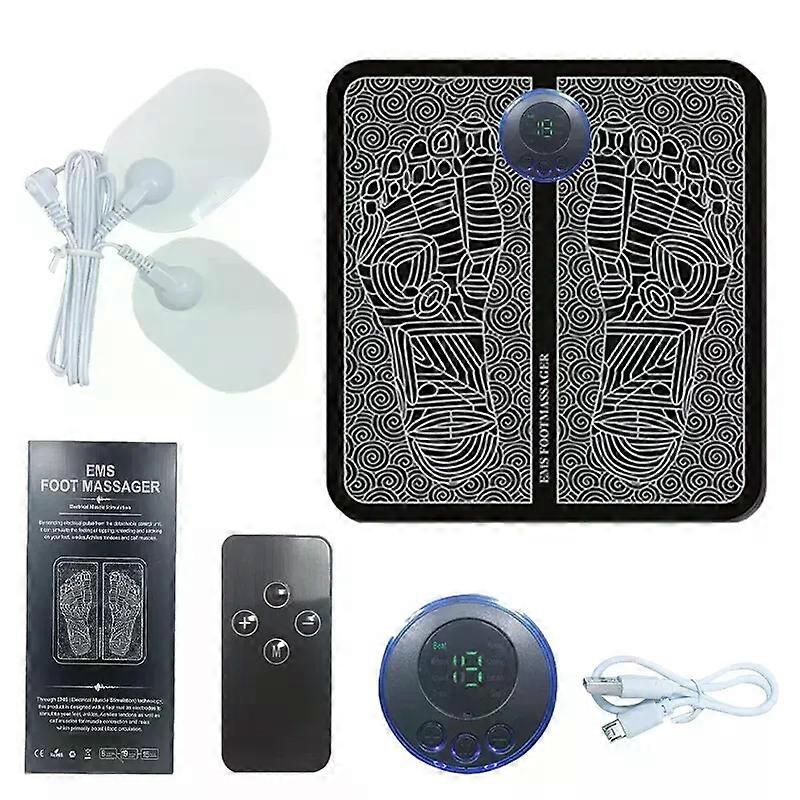 EMS Foot Massager Foldable Intelligent Massage with 8 Modes and 19 Adjustable Frequencies with Massage Patch and Remote Control