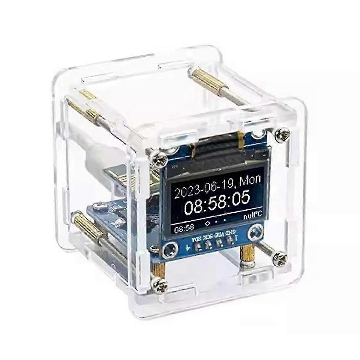 ESP8266 Kit électronique DIY Mini Prévisions Météo Kit d’horloge WIFI en réseau avec écran OLED et boîtier Soudage DIY