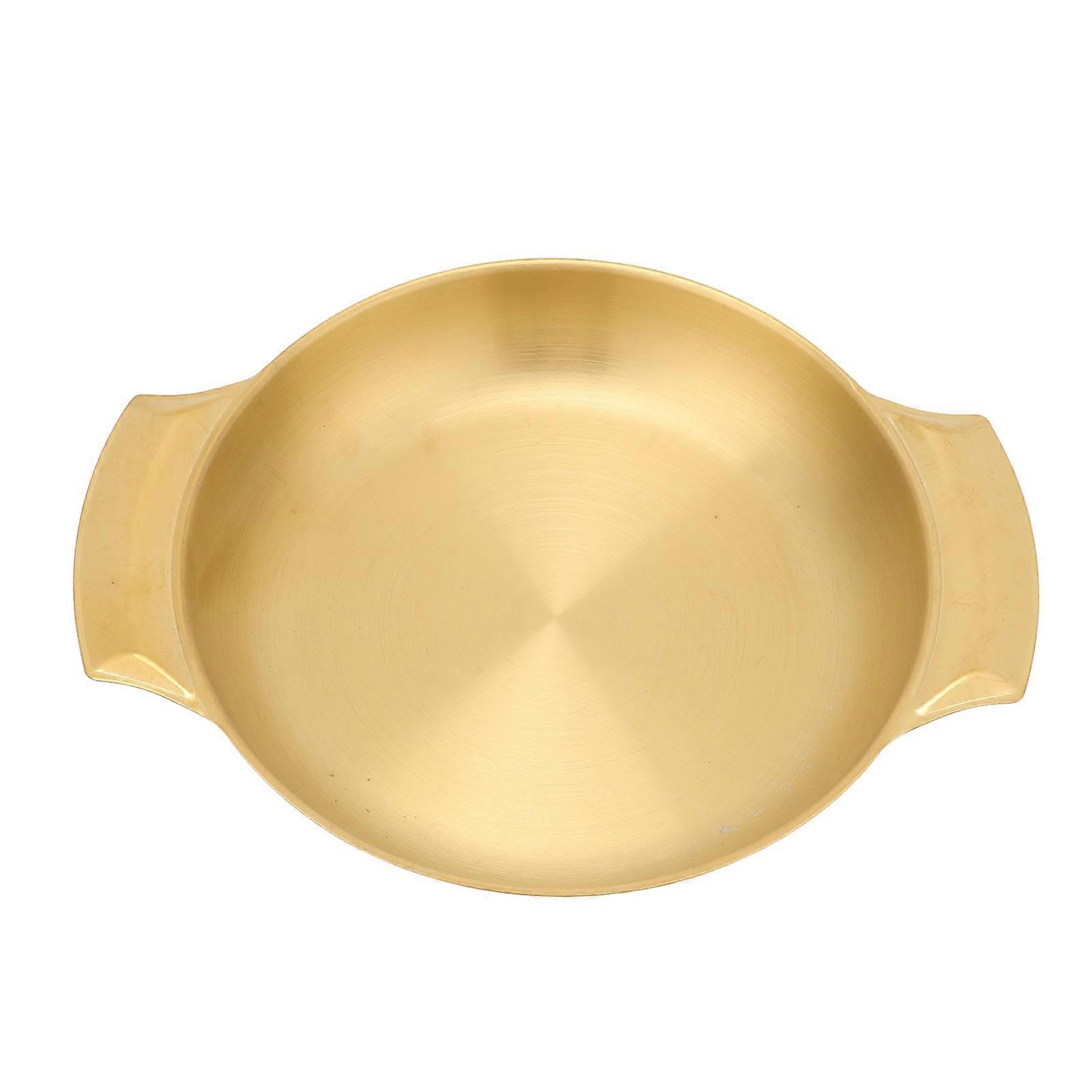 Stainless Steel Paella Pan Easy Cleanup Uniform Heating Double Ear Pot Flat Bottom Skillet Pan Large
